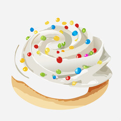 A christmas cookie with white icing and red and green sprinkles
4