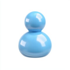 A glossy blue perfume bottle with a rounded shape on a white background