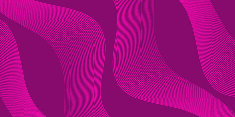 Abstract background with lines and waves. Web banner size. Element for design isolated. Vector background for brochure, booklet, flyer, poster. Pink gradient