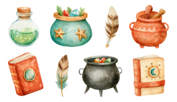 Magical Alchemist Workshop Elements for Fantasy Art and Design Projects