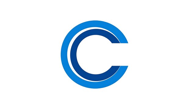 Two interlocking blue semi-circles form the letter "C" on a clean white background, simplistic and modern design