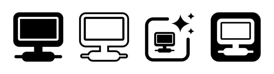 Network LAN icon with PC connector for technology and IT sector in black transparent PNG vector illustration