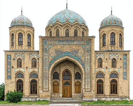 Ornate building, beige bricks, turquoise accents, dome - Powered by Adobe