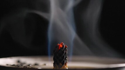 Candle Blow Out with Smoke, Isolated on Black Background