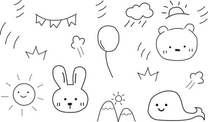 set of funny cartoon rabbits on white background