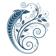 Decorative dolphin with floral ornament