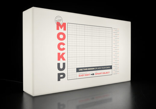 Bright Backlight Rectangular Sign Mockup