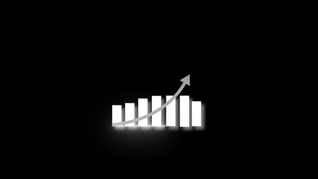 Animated growth graph icon designed in flat icon style, business or finance concept icon. Bar graph with arrow. Growth and success concept