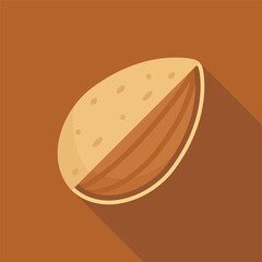 Half Almond Nut Flat Vector Illustration