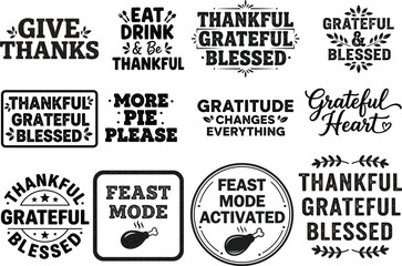 Naklejka premium Grateful, blessed, and thankful quotes with feast mode designs autumn Vector