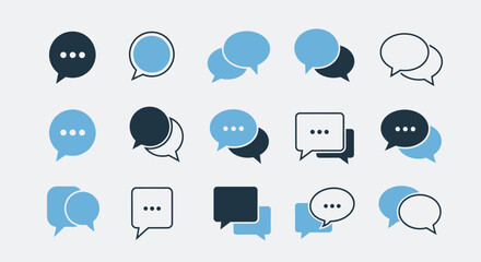 Collection of Speech Bubbles Icons Representing Communication and Dialogue in Various Styles