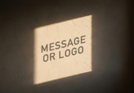 Message Logo Shadow on The Wall Mockup