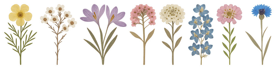 Obraz premium PNG Colorful delicate wildflower bouquet, element set on transparent background