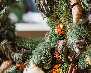 Christmas wreath prepared for celebration.