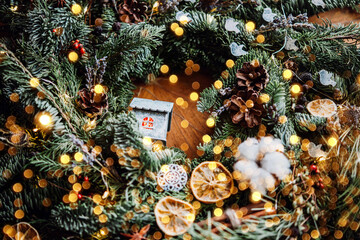 Christmas wreath prepared for celebration.