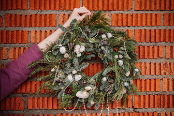 Christmas wreath prepared for celebration.