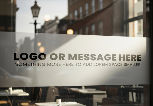Message or Logo on Bar Glass Window Mockup