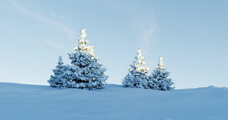 Snowy Winter Trees Minimal Horizon Frozen Landscape