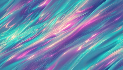 Captivating iridescent flow of liquid light, swirling with vibrant teal, pink, and gold hues, creating a mesmerizing abstract background for modern design.