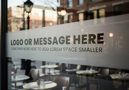 Message or Logo on Restaurant Bar Window Mockup