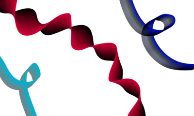 Abstract flowing colorful ribbons background, vibrant digital wave design isolated on transparent background