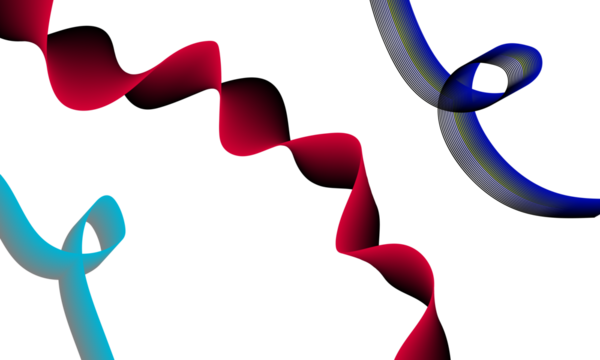 Abstract flowing colorful ribbons background, vibrant digital wave design isolated on transparent background