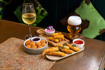 Assorted Fried Appetizers with Wine and Beer Pairing