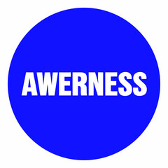 Bold white text awareness inside a vibrant blue circle