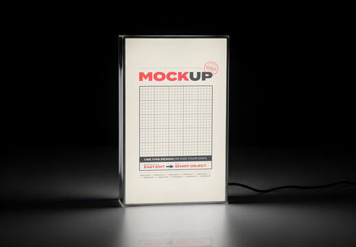 Stand Back Light Sign Vertical Mockup with Cable