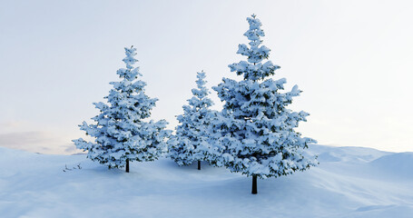 Winter Snow Trees Scenic Frozen Hills Landscape