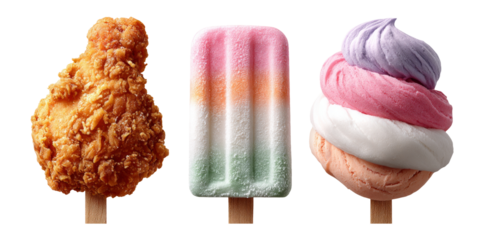 Unusual Ice Cream Cone Shapes Featuring Fried Chicken and Popsicle Treats