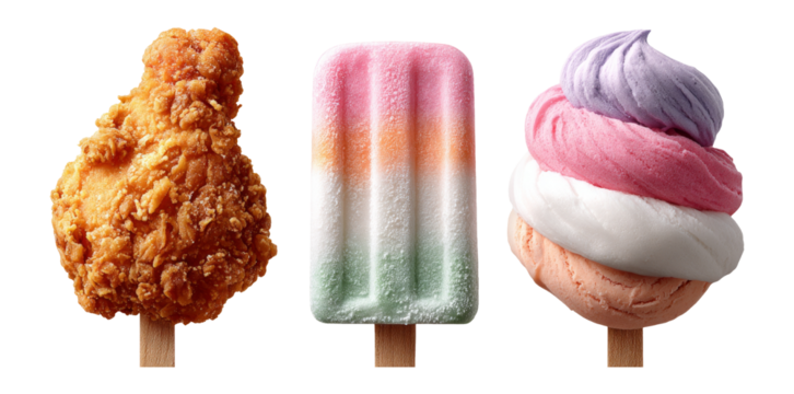 Unusual Ice Cream Cone Shapes Featuring Fried Chicken and Popsicle Treats