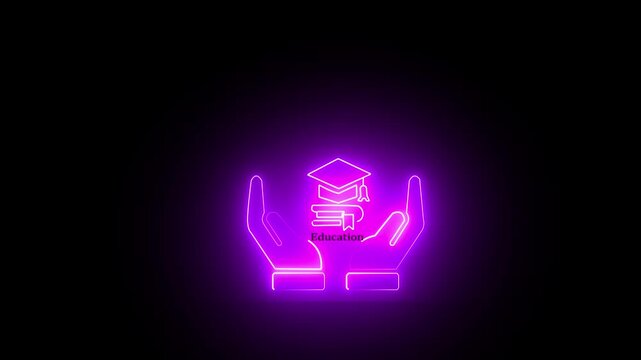 Graduation  flat icon for apps and websites outline icon set. neon glowing symbols for education,stroke. Pictogram collection for knowledge.