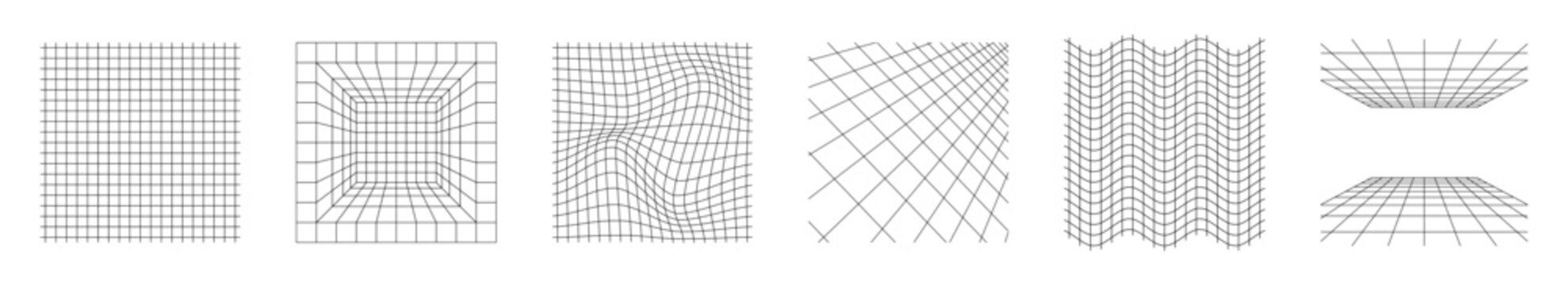 Geometric grid patterns, flat vector illustration with abstract, line art designs