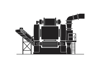 Paper pulp recycling machine on transparent background