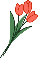 Tulip Bouquet with Leaves