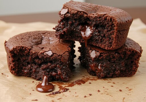 Decadent chocolate lava cake with gooey center, molten chocolate dessert treats