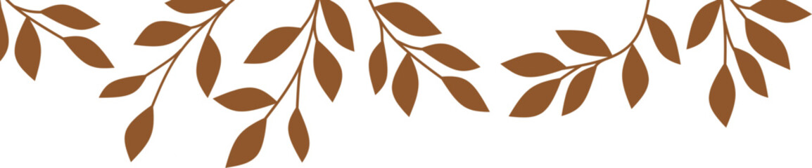 A simple illustration of light brown leafy branches arranged as a transparent background decorative element for autumn and spring themes