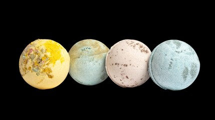 Black space closeup of isolated Easter eggs in a nest on a black background, perfect food for breakfast