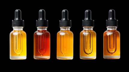 Isolated glass bottles of brown beer and green wine containers