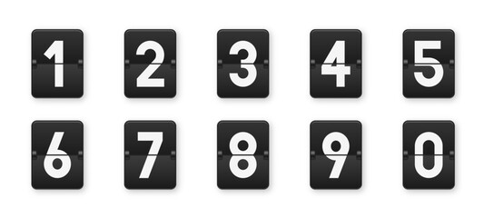 Flip clock numbers, flat vector illustration showing numeric countdown