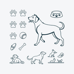 Set of dog vector illustrations