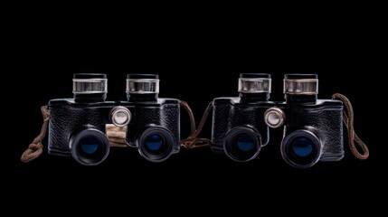 Vintage film camera equipment with an old photographic lens, isolated on white for a classic retro technology object