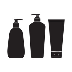 PVector Silhouette of Lotion, Shampoo, and Cream Containersrint