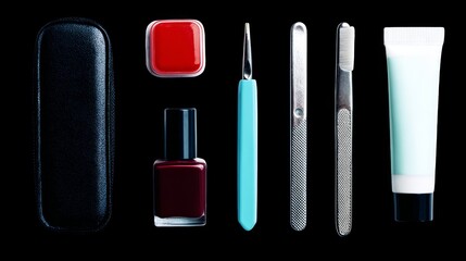 Isolated set of colorful beauty nail polish bottles for manicure and fashion