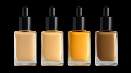 Set of colorful nail polish bottles for beauty and fashion, isolated on a white background