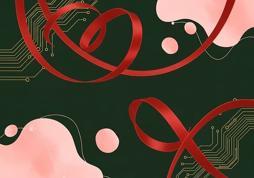 Elegant network connections ribbon graphic concept with flowing technology