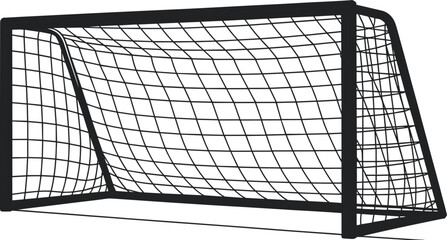 Soccer goal with net perspective, sports equipment design, football goalpost structure, grid mesh detail, flat vector illustration, isolated graphic © Creative_design