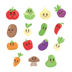Cute Kawaii Vegetable Characters Illustration Collection