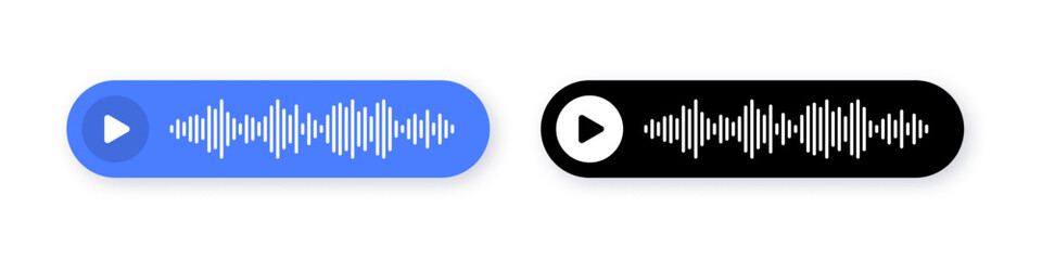 Audio player interface, flat vector illustration with sound wave elements © 11ua